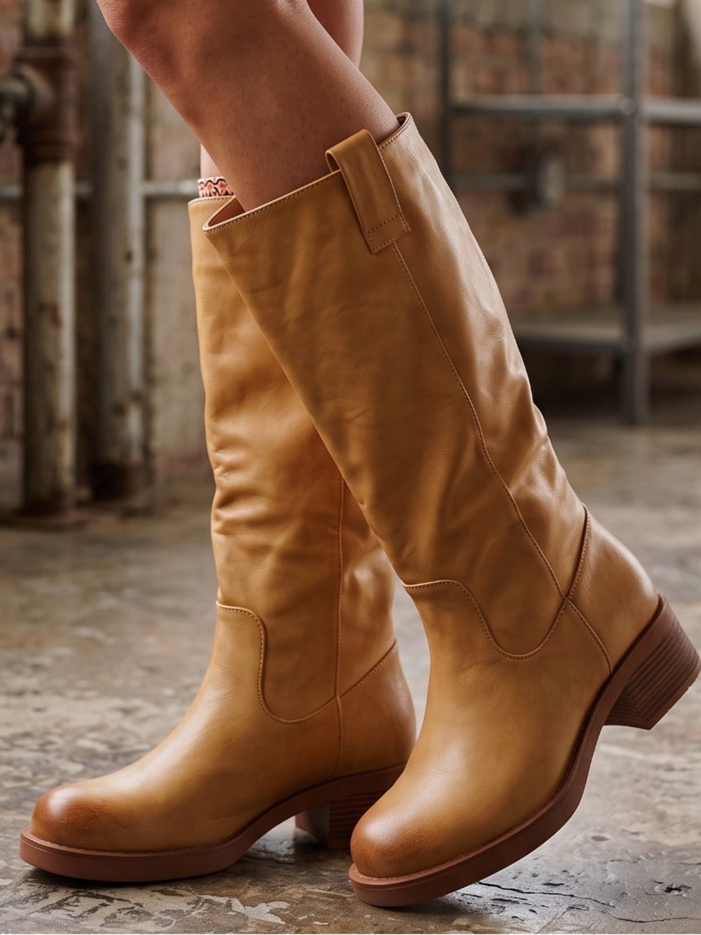 NIB Brand New In Box Boho Blaze Vegan Leather Pull On Riding Boots - Picture 2 of 5